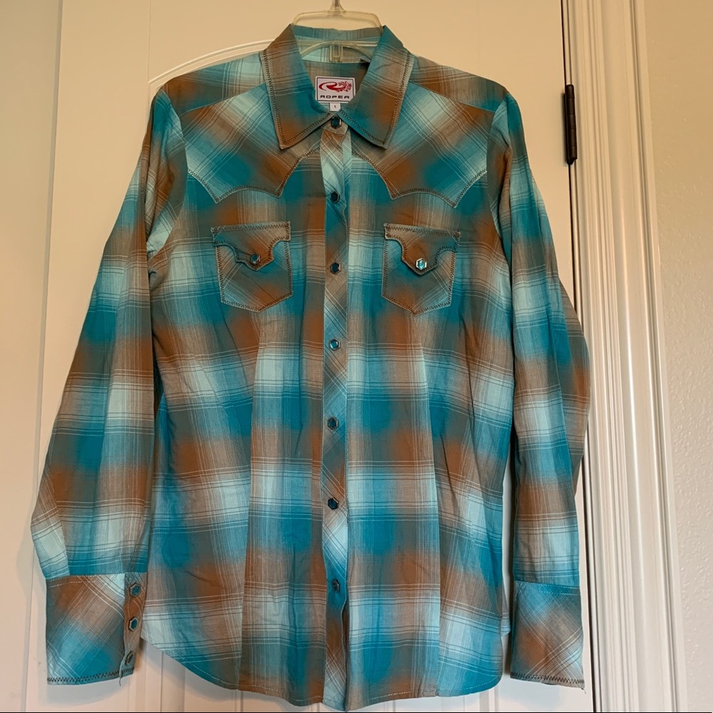 Ladies Vintage Roper Hexagon Pearl Snap Shirt